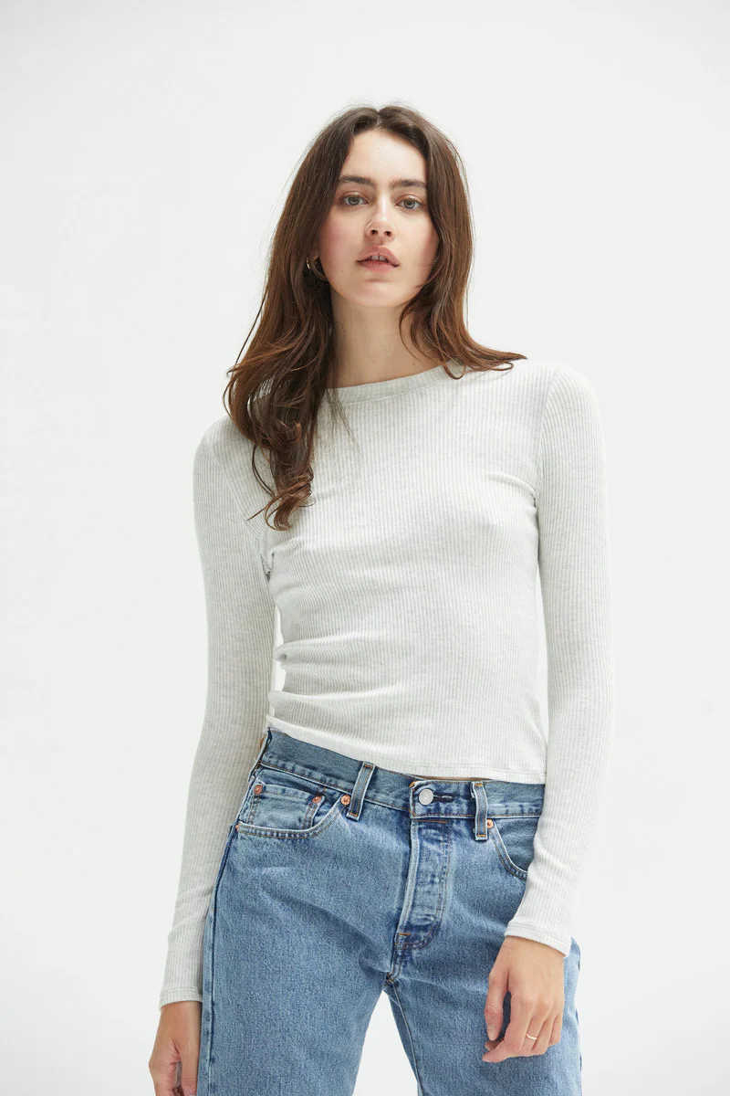 Hannah Ribbed Long Sleeve Tee - Image 3
